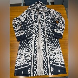 Black and White Viking Hooded Sweater Jacket Medium